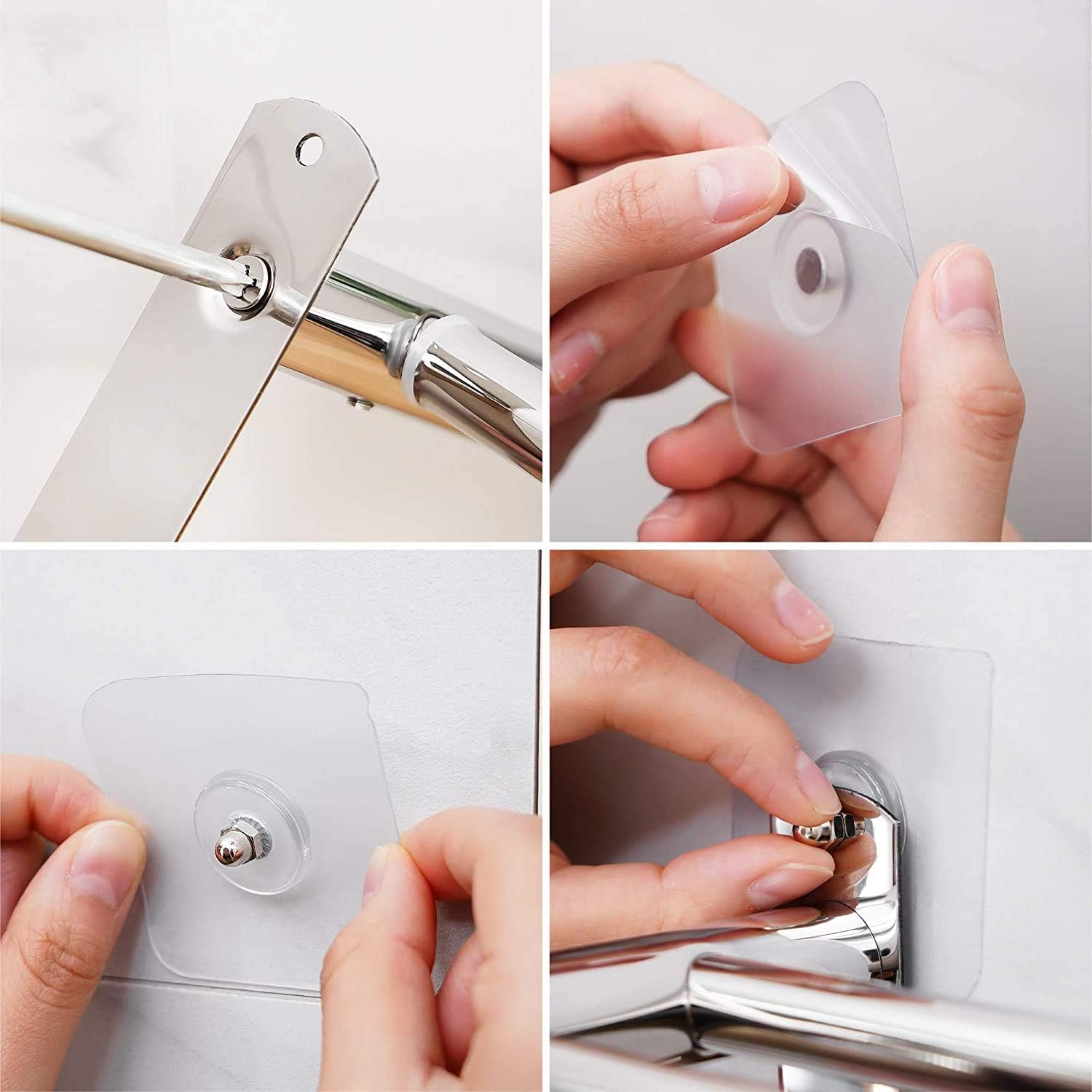 Porte-serviettes salle de bain 2 niveaux, inox, rétractable, mural, argent