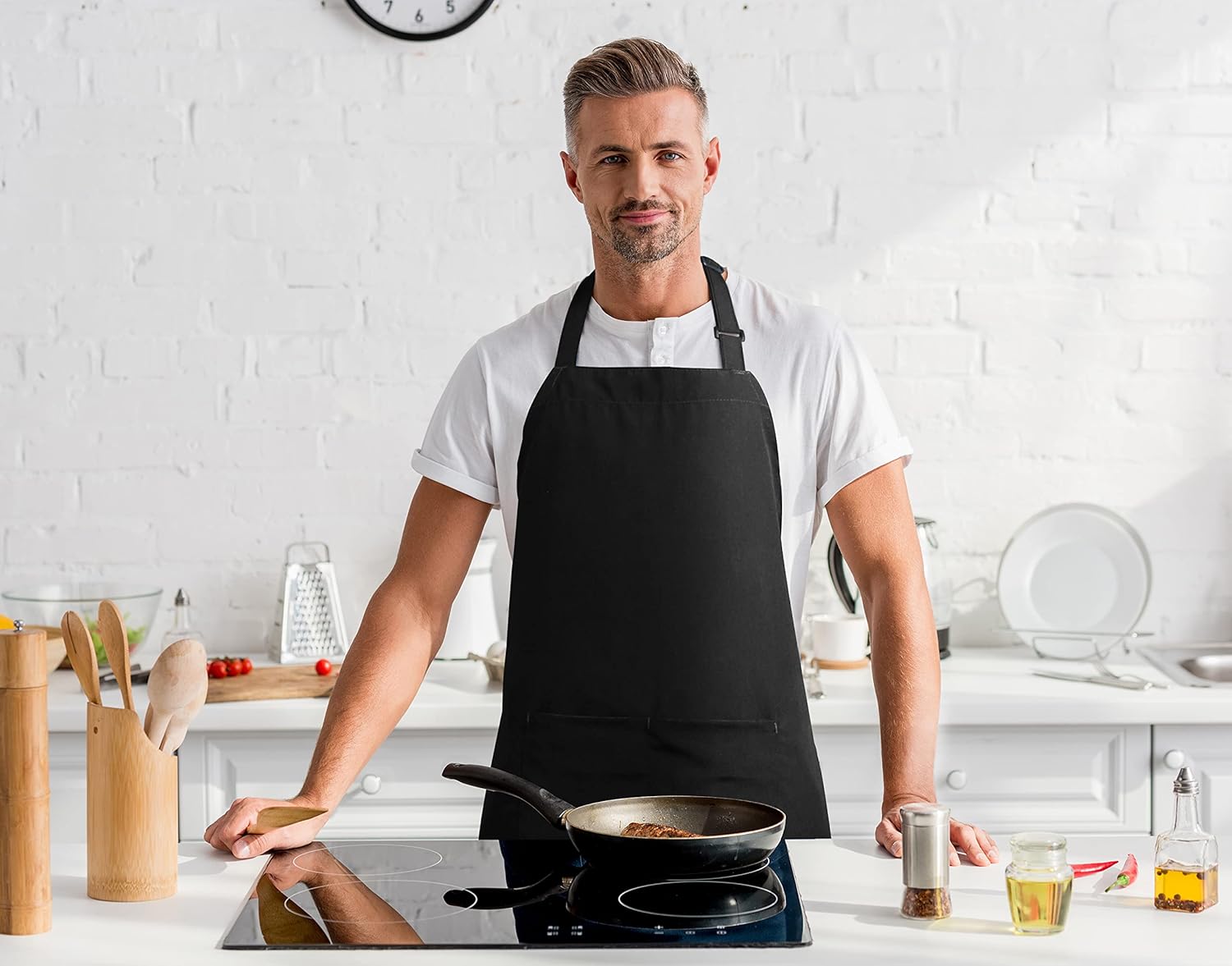 Utopia Kitchen - tablier 2 poches réglables - unisexe - cuisine et BBQ