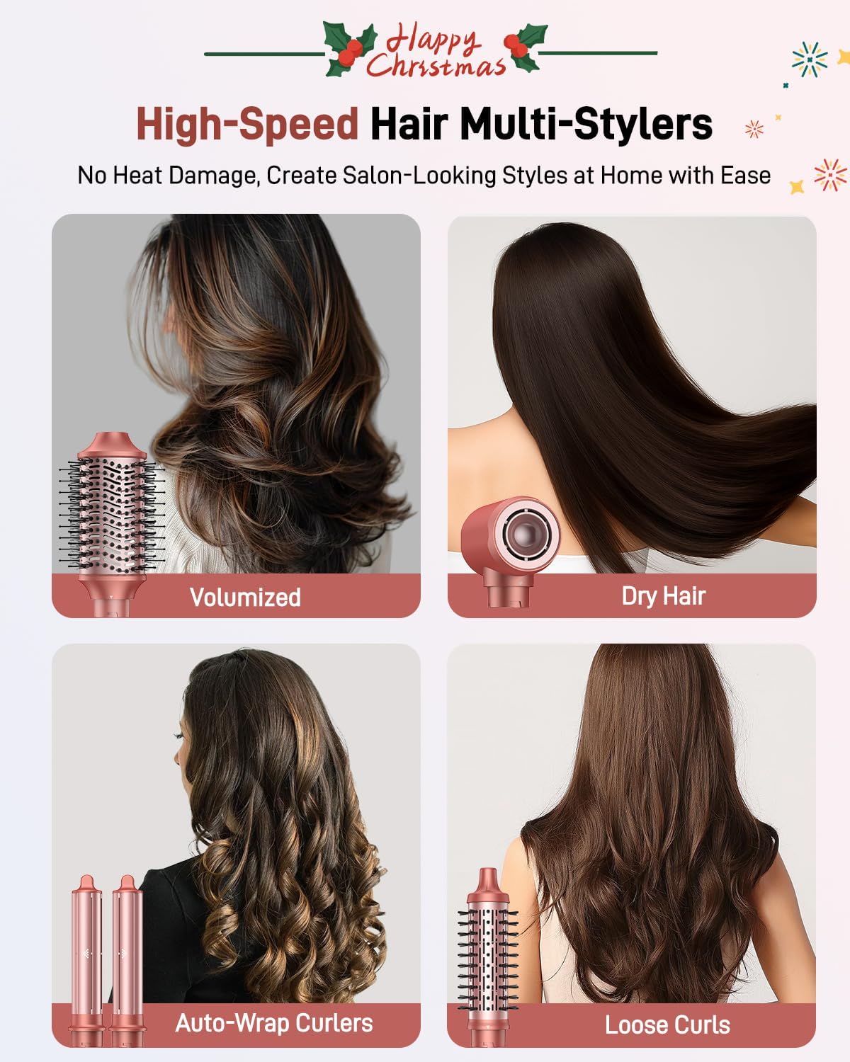 HITTIONA - Air Styler 5 en 1 - Brosse soufflante, séchage rapide, coiffage multi-styles, trousse offerte