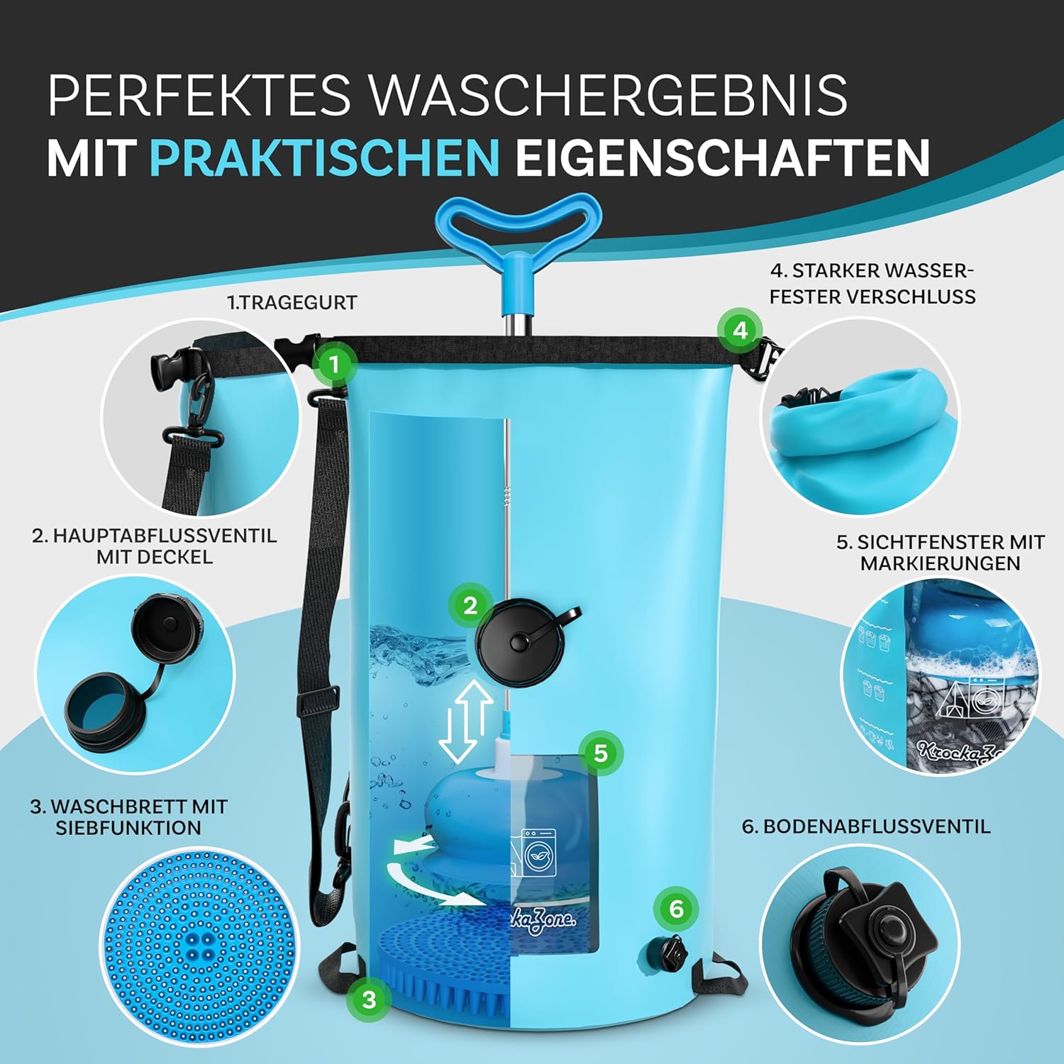 Machine à laver portable - trousse pliable, légère, sans électricité