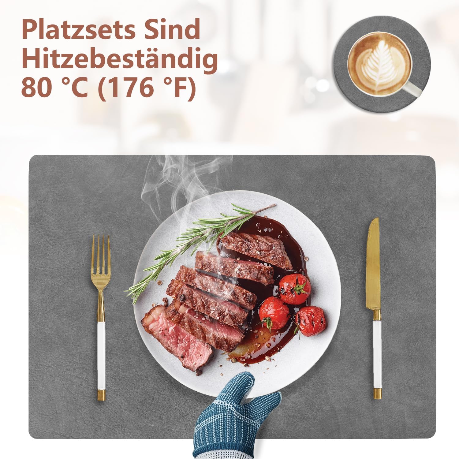 Set de table lavable double face 43x30cm, antidérapant, lot de 6