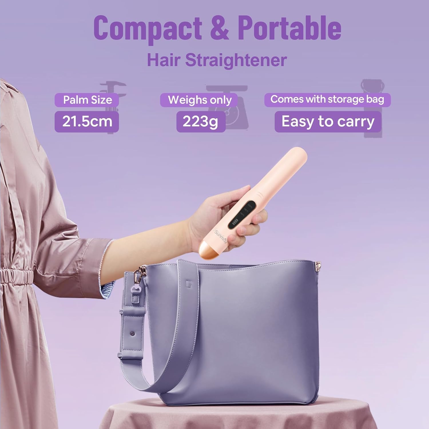 Sunmay - Voga 2 en 1 - mini format - lissage sans fil, USB rechargeable