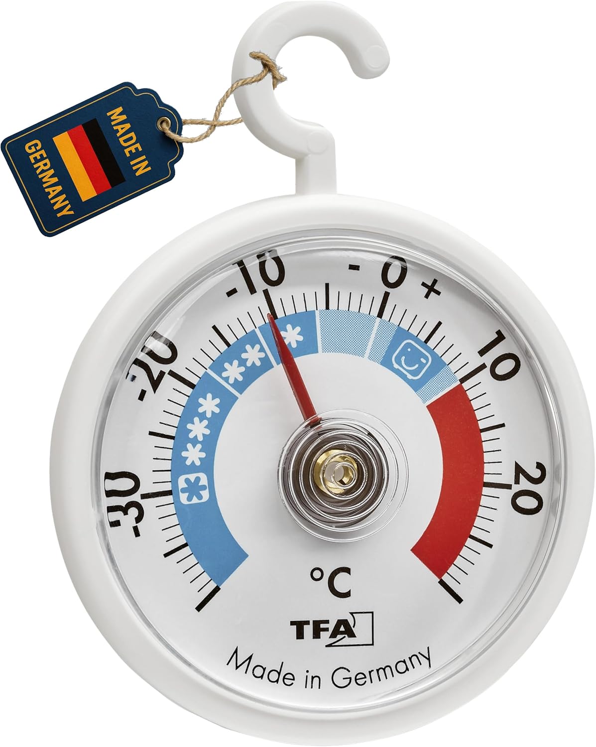 TFA Dostmann - thermomètre analogique, crochet, zones froides, blanc - 14.4005