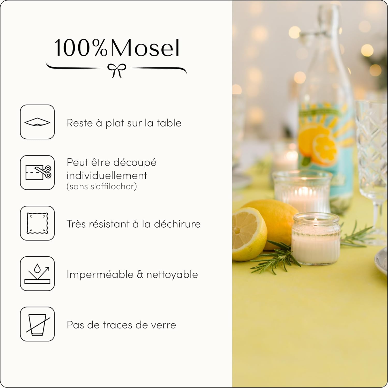 100%Mosel - Chemin de Table Pastel - 30x250cm - non-tissé, décoratif