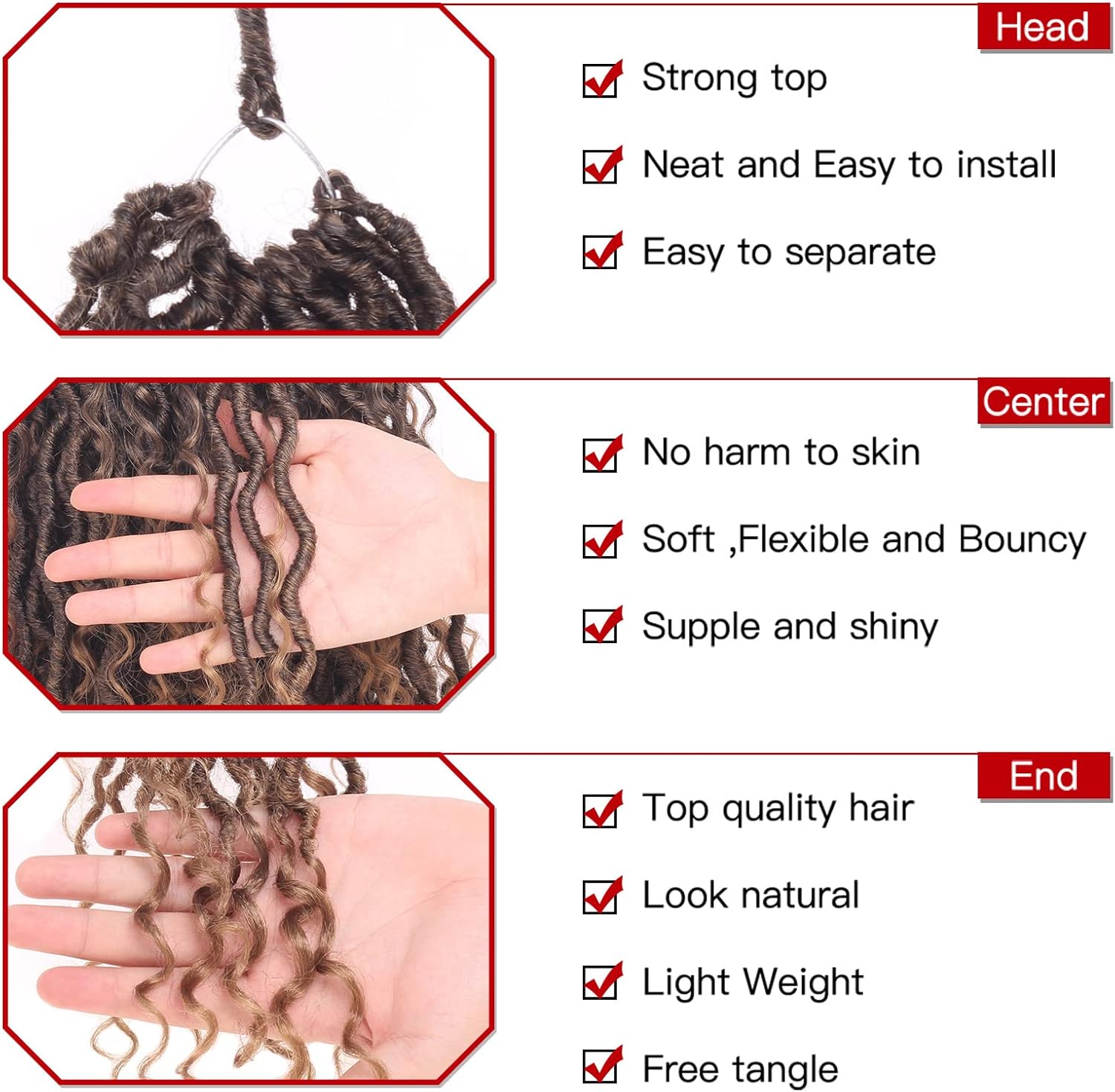 Xtrend - River Goddess Faux Locs 18” - 8 paquets, 14 brins, bouclés, T27