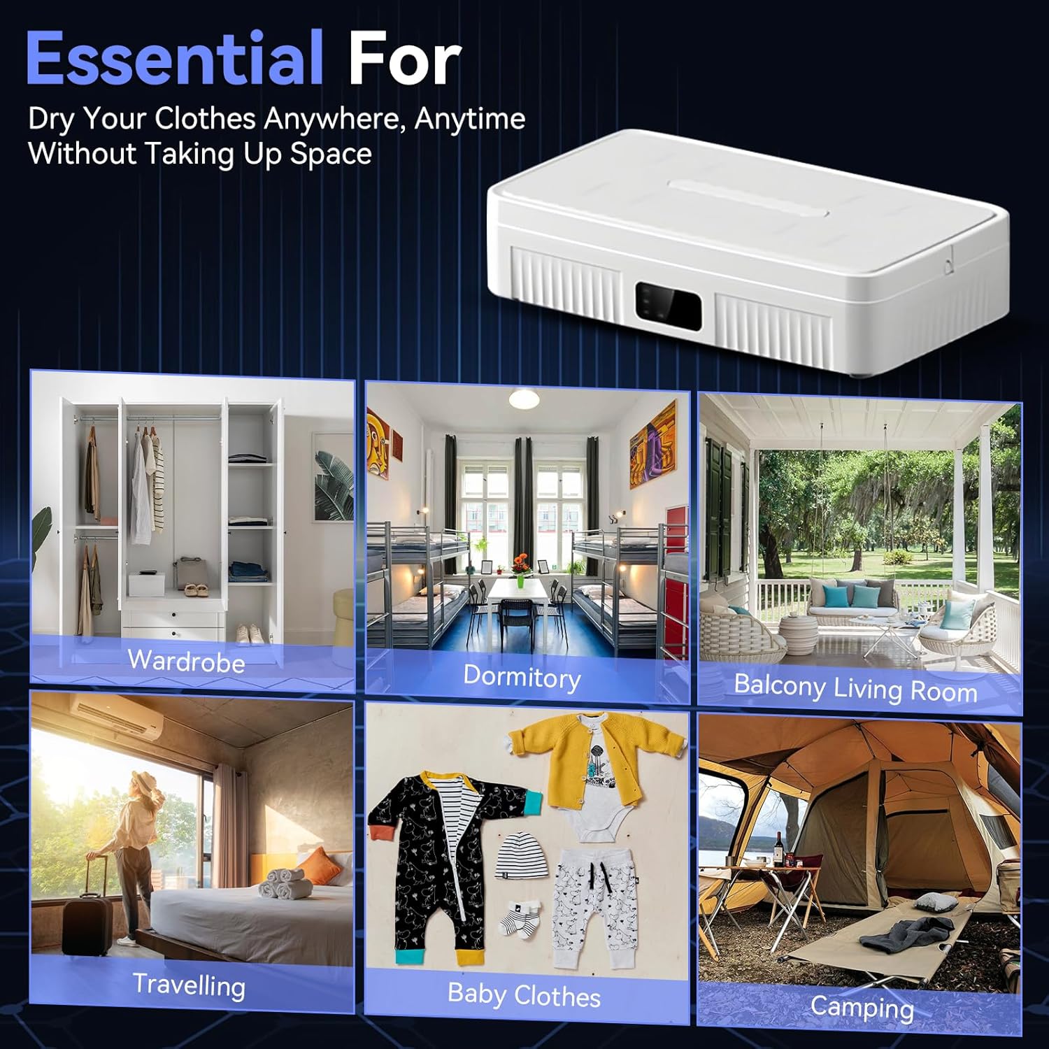 Sèche-linge électrique 2 niveaux 1300W pliable 500L avec minuterie