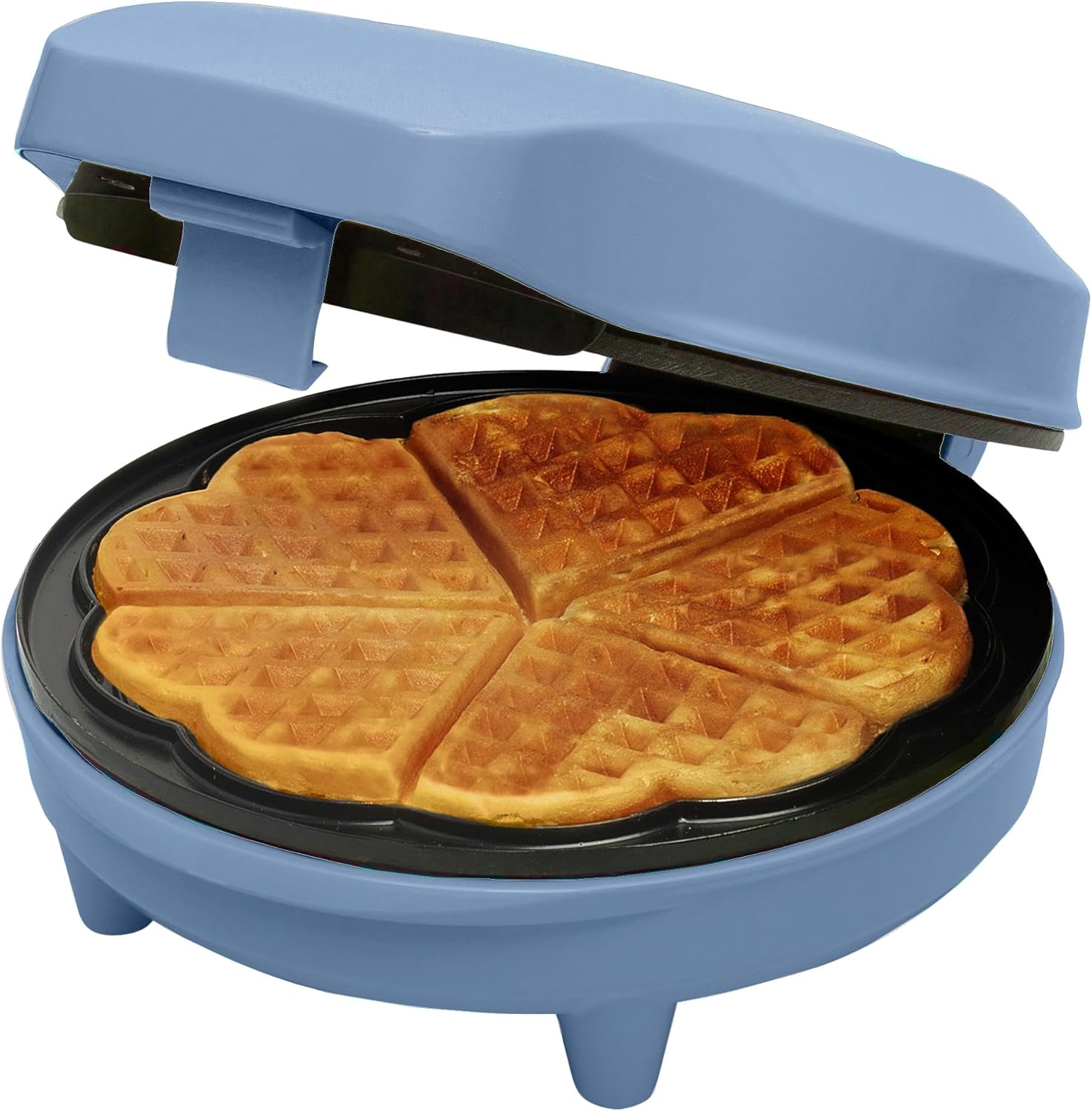 Bestron - Gaufrier classique cœur - 700W, antiadhésif, bleu rétro