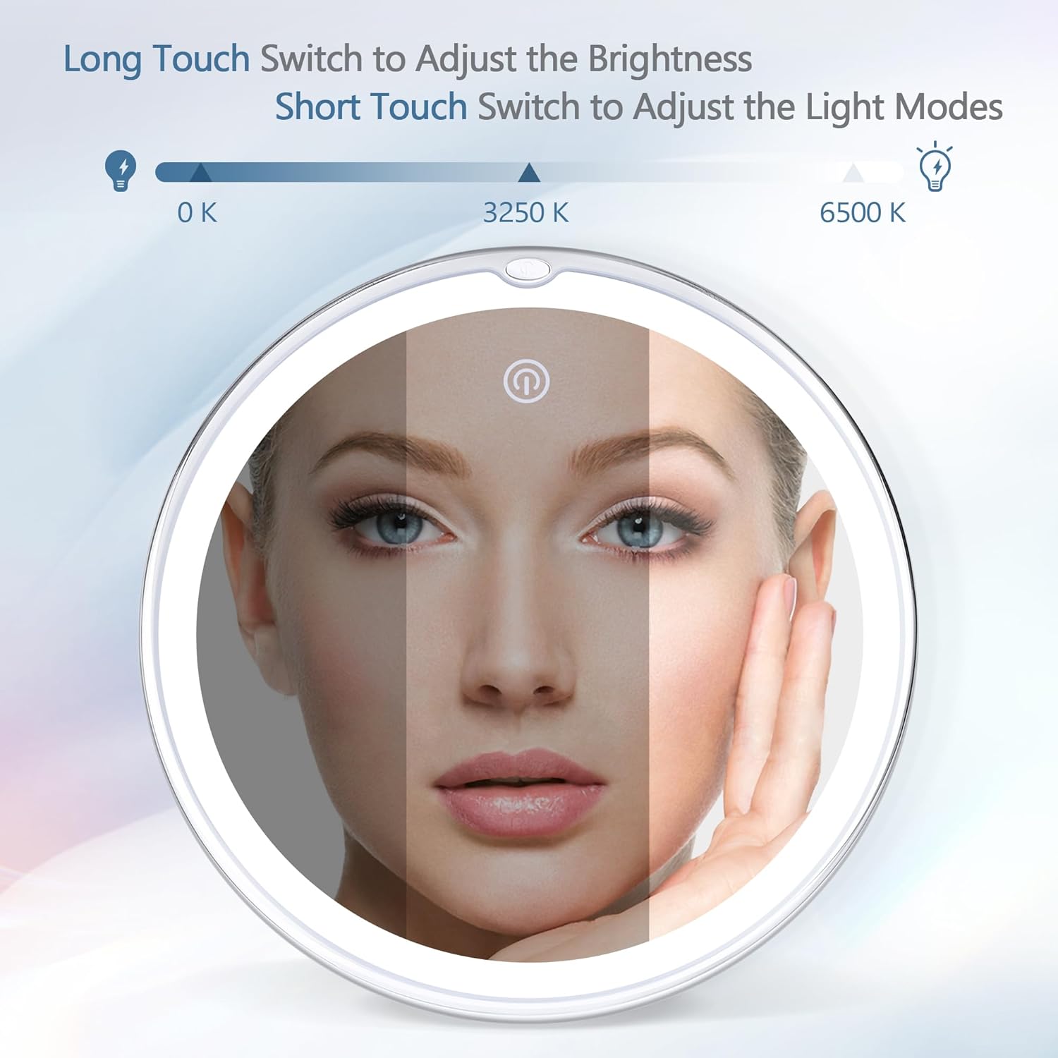 MIYADIVA - miroir grossissant 30X - 20cm - ventouse, 3 couleurs, luminosité réglable, sans perçage