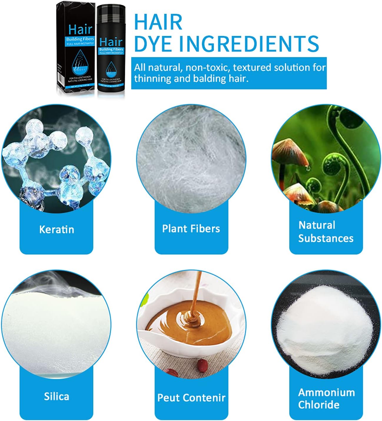 Fibres Capillaires - applicateur spray, poudre pro, correcteur clairsemé, brun clair