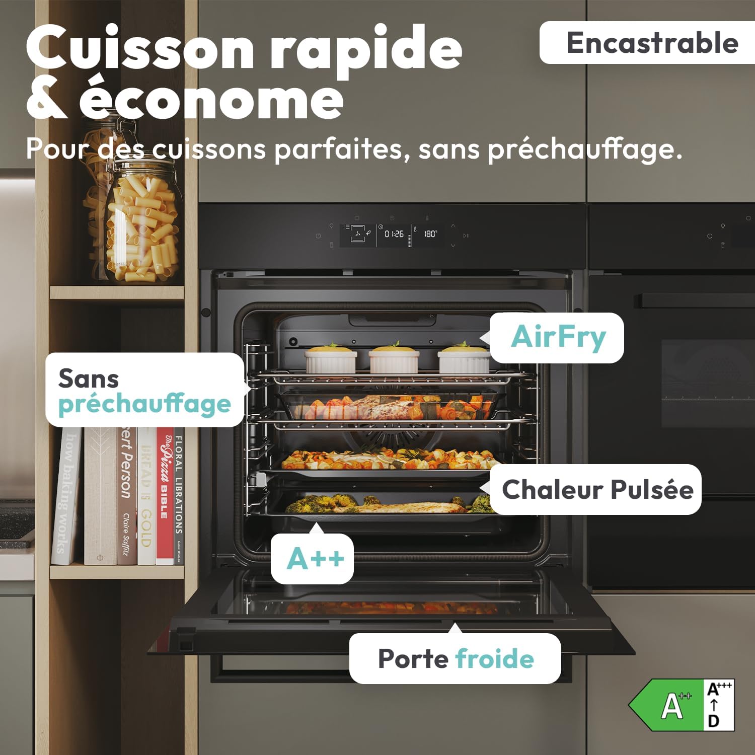 Candy - Four encastrable série pyrolyse 78L, 6 modes, tactile, A++ - 59,5x59,5x56,8 cm