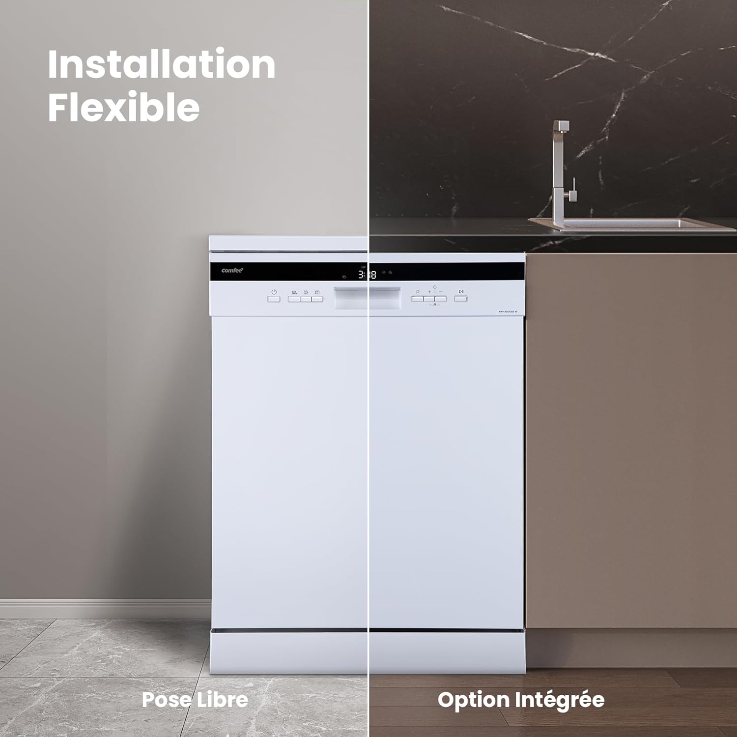 COMFEE' - lave-vaisselle pose libre, 14 couverts, 44 dB, écran LED, FD1435E-X