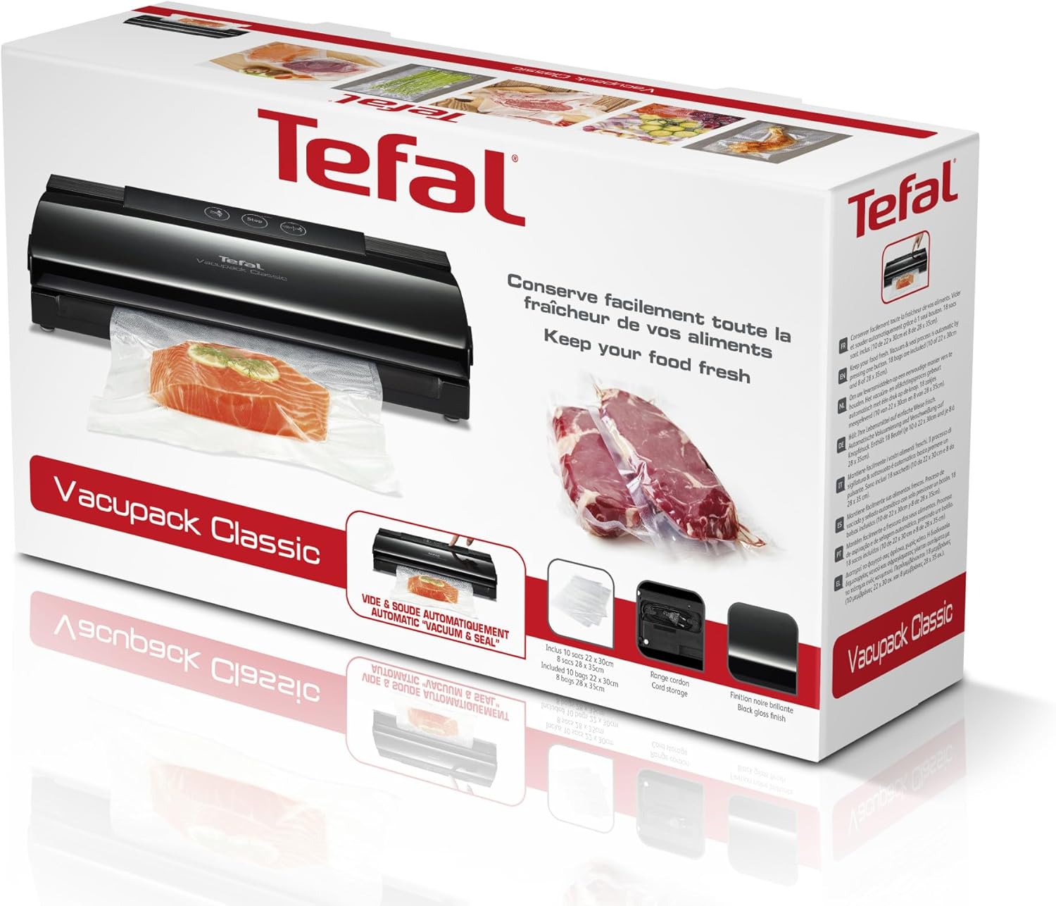 Tefal - Vacupack Classic - compacte - scellage sous vide facile, 18 sachets, VT254070