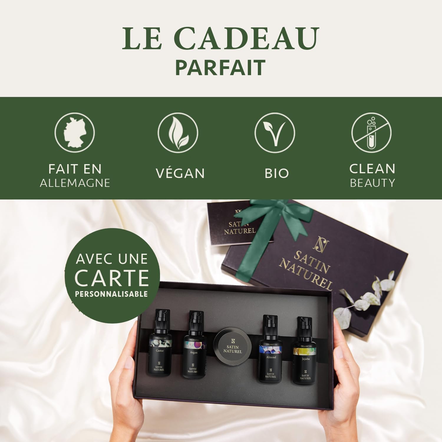 Satin Naturel – Coffret Beauté 5x30ml – Huiles naturelles et gommage corps