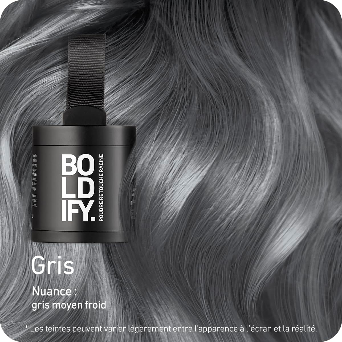 BOLDIFY - Poudre de racine cheveux gris - 10g - retouche instantanée, effet naturel