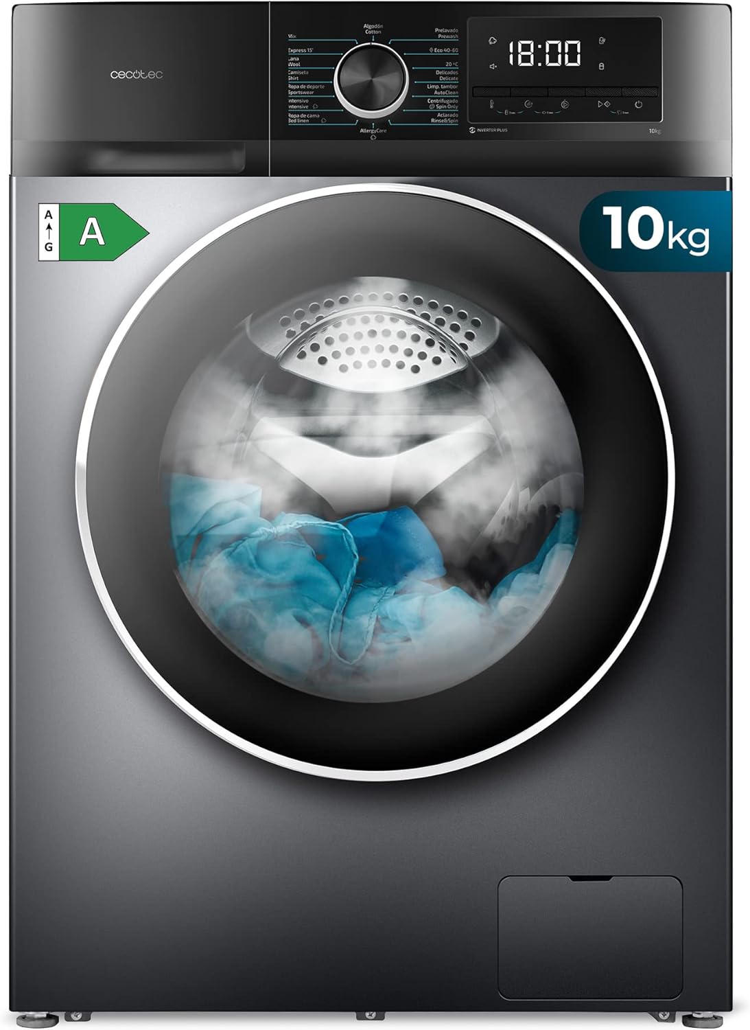 Cecotec - Bolero Dresscode 10500 - 10 kg, 1400 tr/min, Inverter, 16 programmes