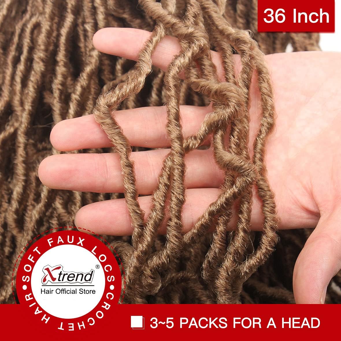 Xtrend - Faux Locs Crochet Braids 36'' - doux, naturels, 5 packs