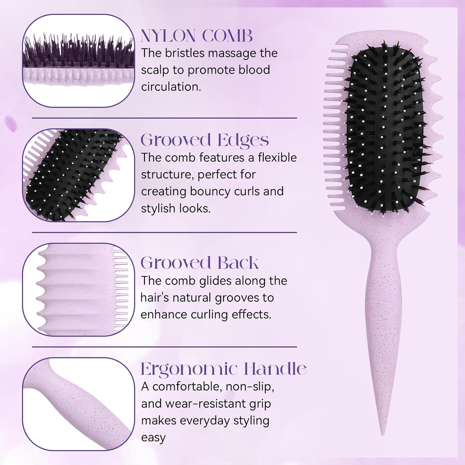 Brosse à boucler - ergonomique antistatique - démêlage doux - cheveux femmes hommes enfants