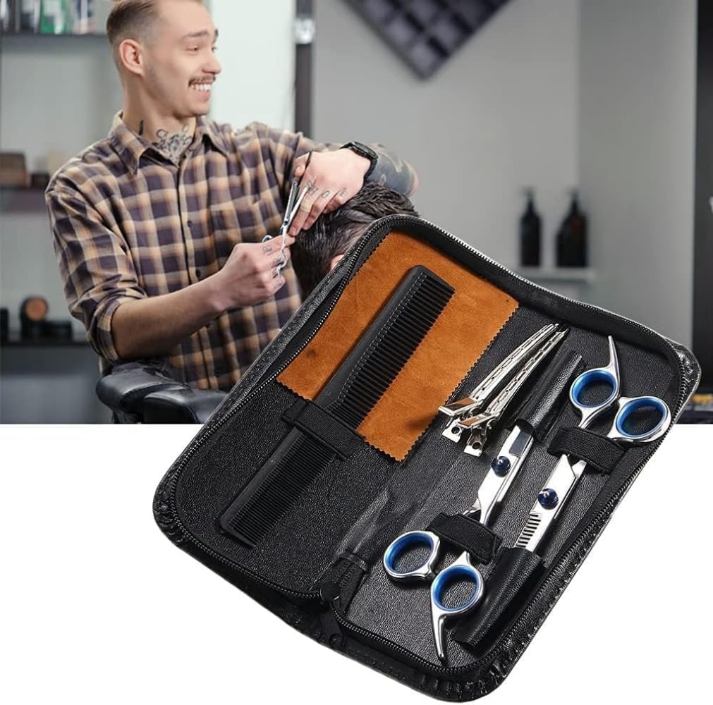 Ciseaux de coiffure - kit 7 pièces gaucher inox, coupe salon et domicile