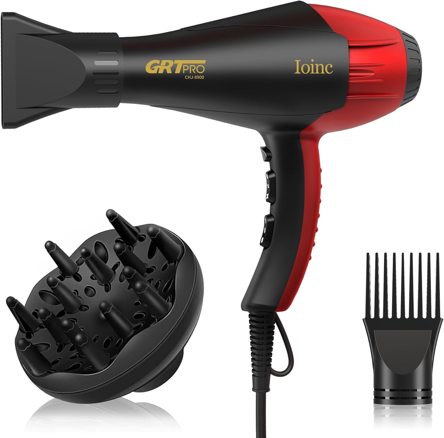 Sèche-cheveux professionnel 2400W, ionique, 3 températures, séchage rapide