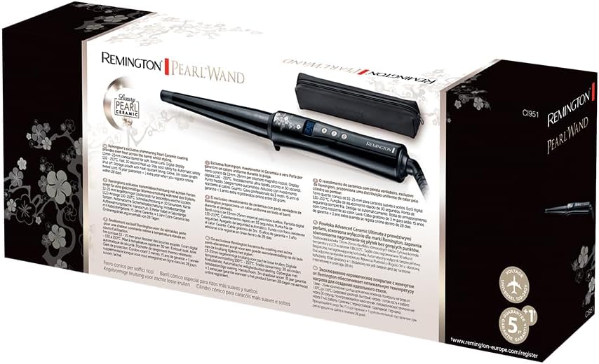 Remington - Fer à boucler conique 13-25mm - céramique perle, écran LCD, 130-210°C, gant - CI951