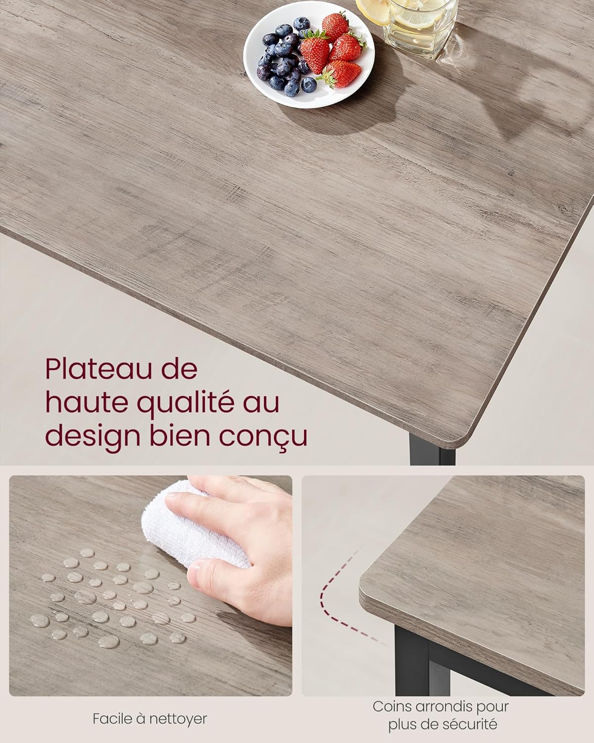 VASAGLE - Table de bar industrielle, 70x110x77 cm, 4 personnes, KDT081G01