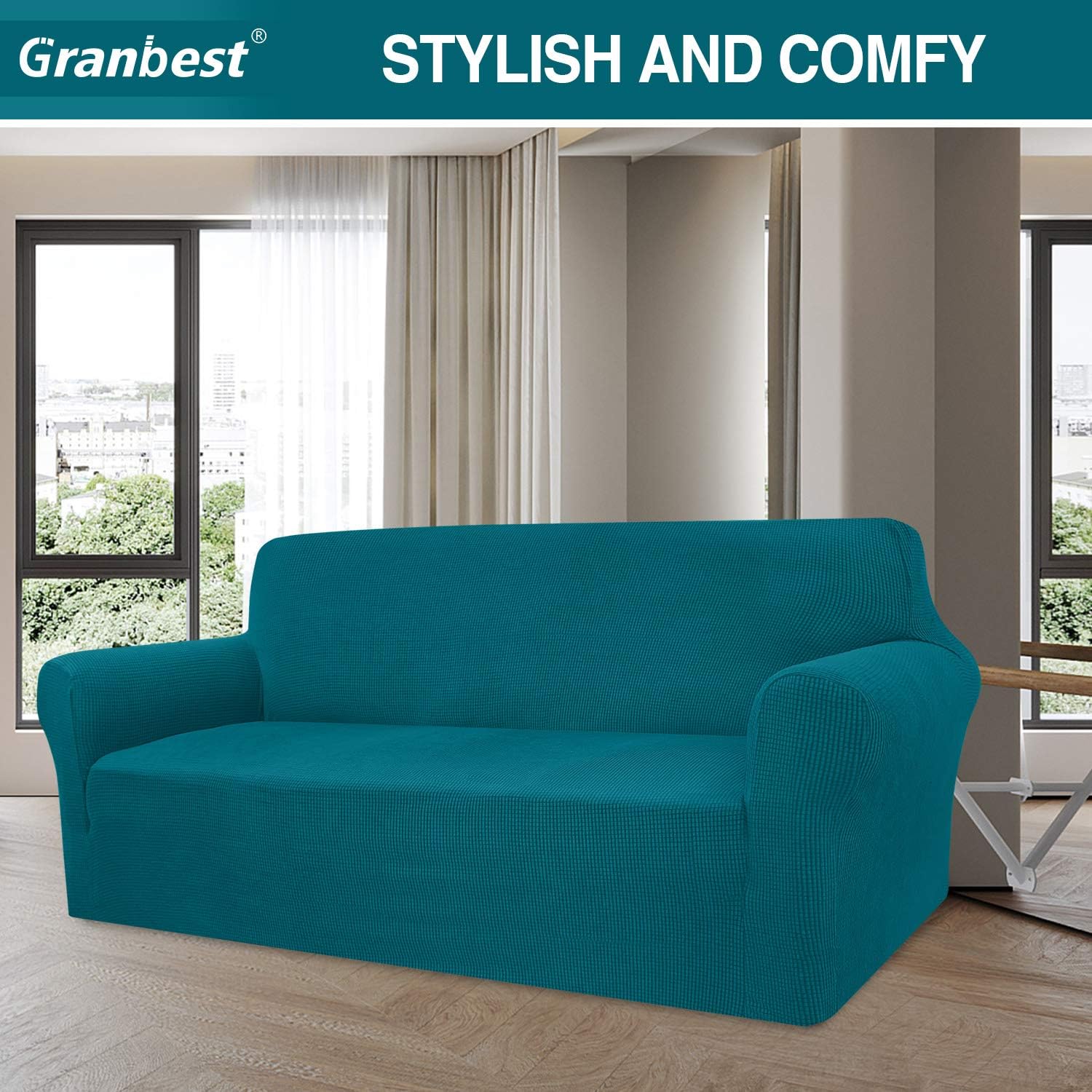 Granbest - Housse canapé jacquard - 3 places - élastique, anti-animaux