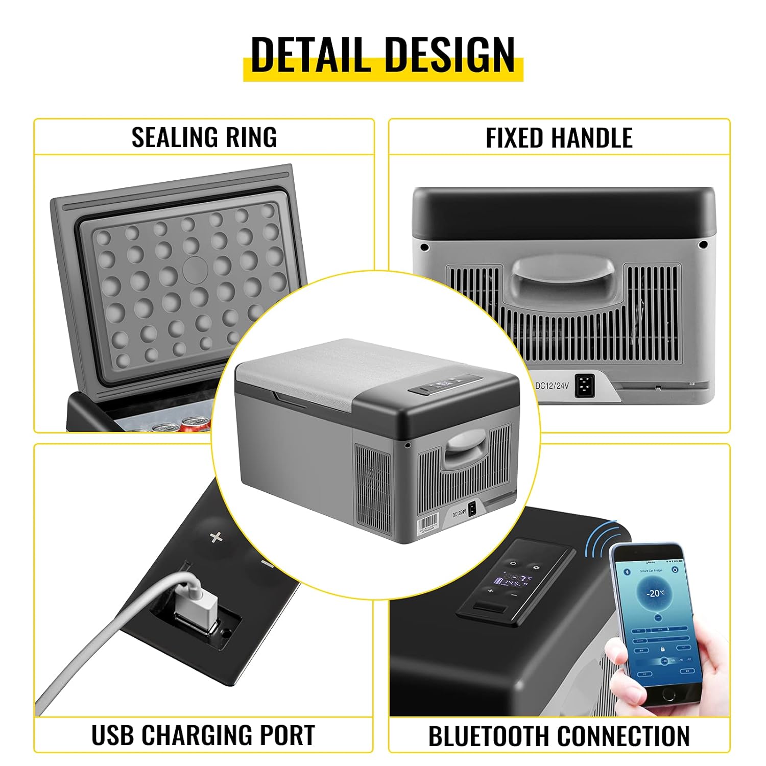 VEVOR - Mini réfrigérateur portable 15L, -20° à 10°C, 598x320x260mm