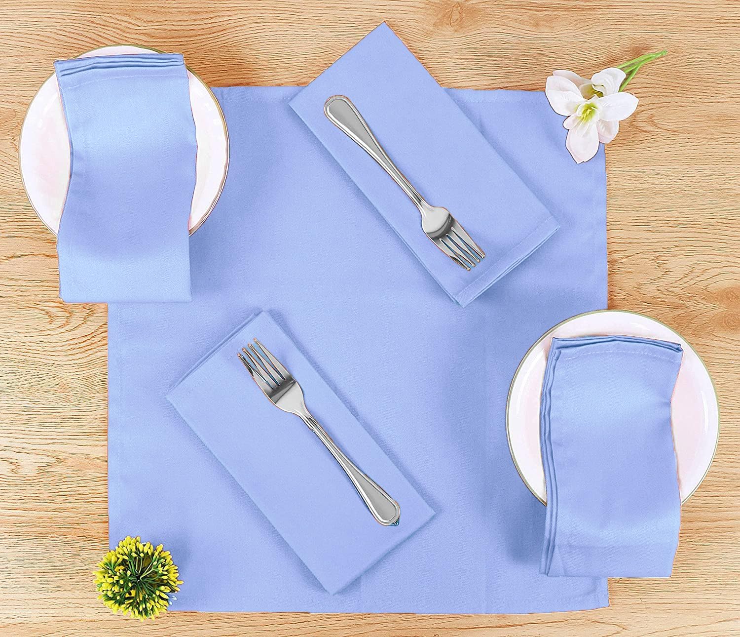 Sweet Needle - Lot de 12 serviettes 45x45 cm coton épais, coins arrondis