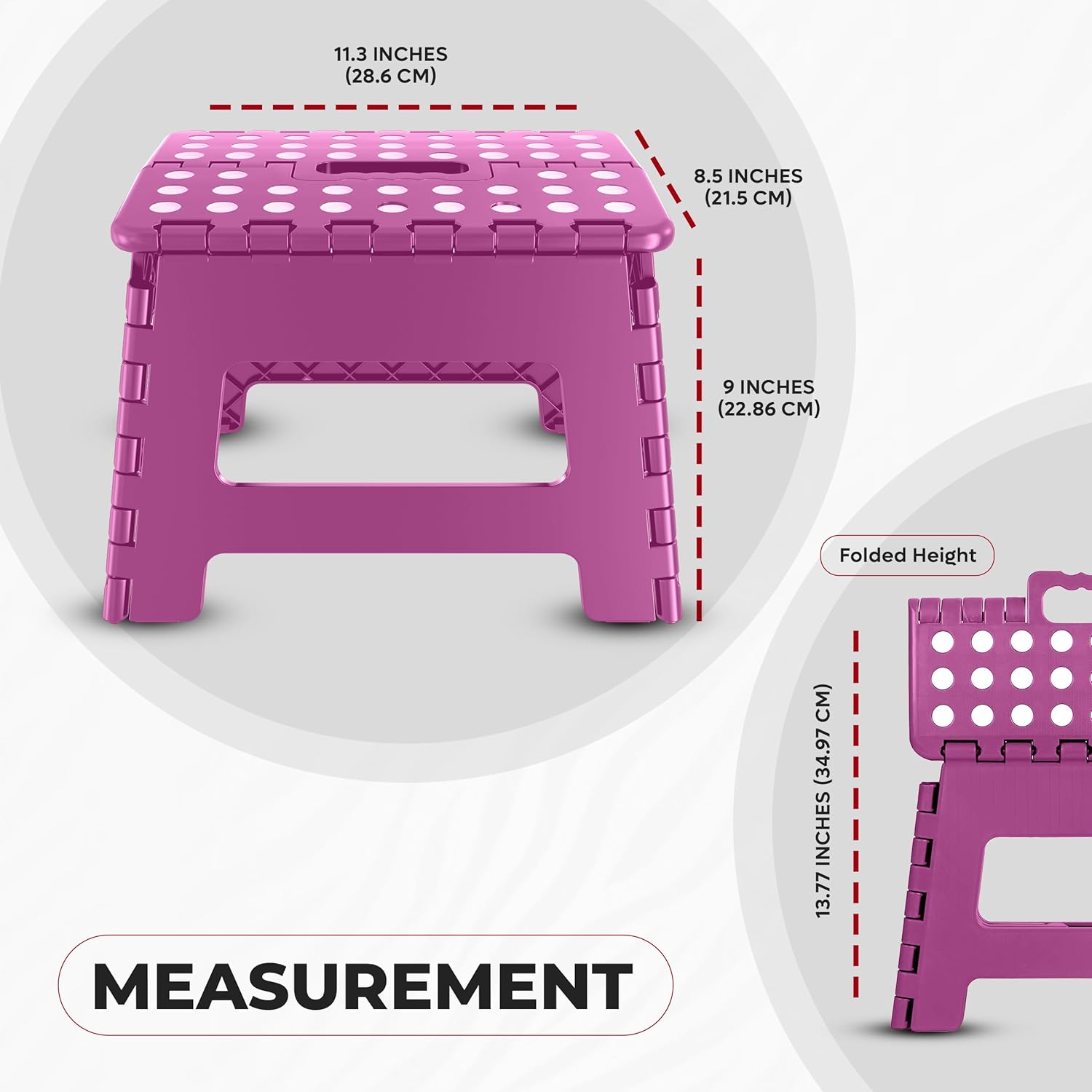 Utopia Home - Tabouret pliant série 23 cm - antidérapant, portable, charge 272 kg