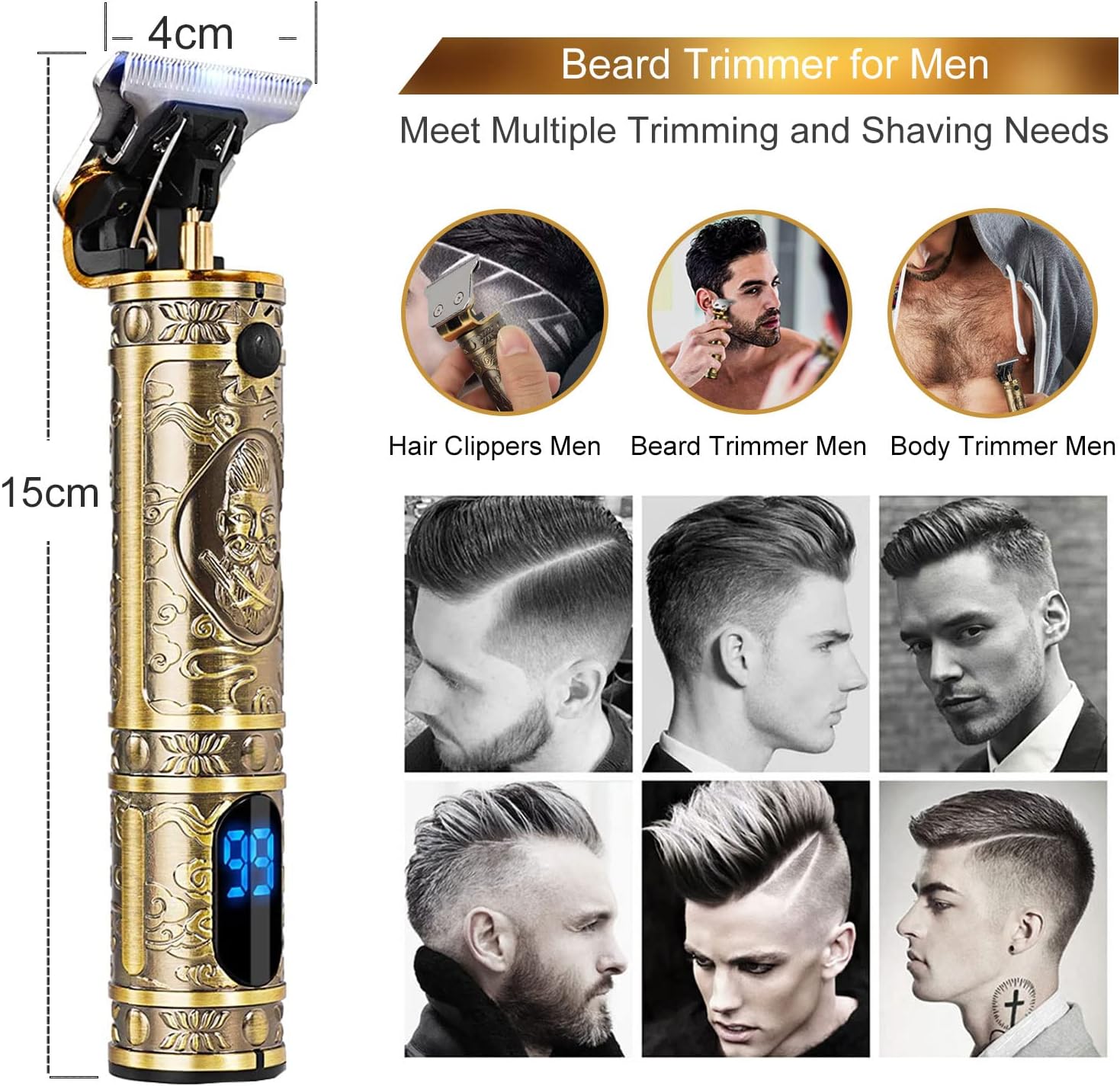 Tondeuse barbe homme - rasoir LED rechargeable - coupe précision - Brostyle